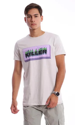 95758 "Killer" Short Sleeves Off-White Slip On Tee