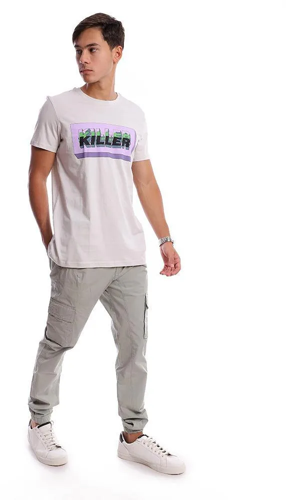95758 "Killer" Short Sleeves Off-White Slip On Tee