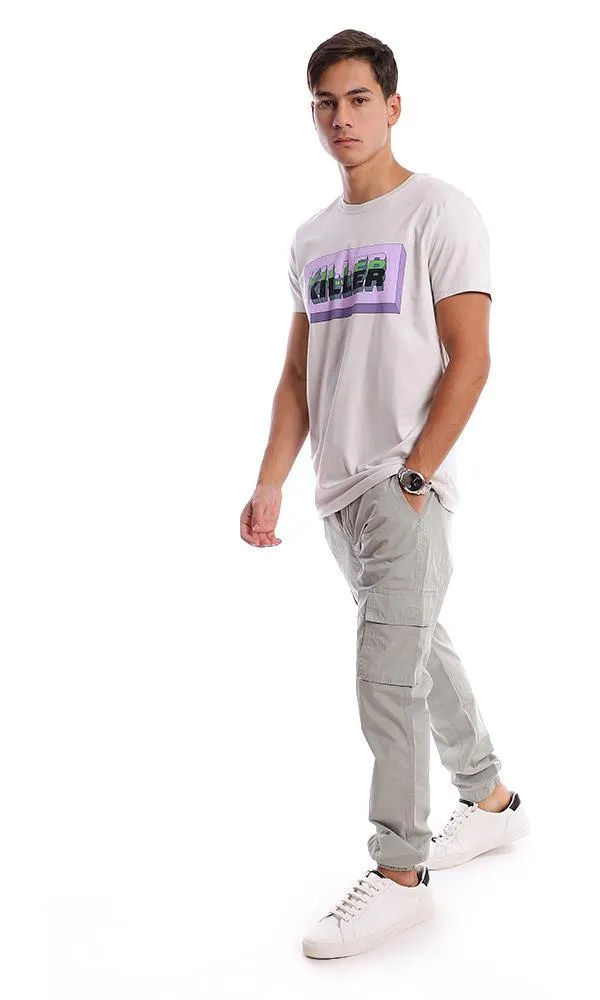 95758 "Killer" Short Sleeves Off-White Slip On Tee