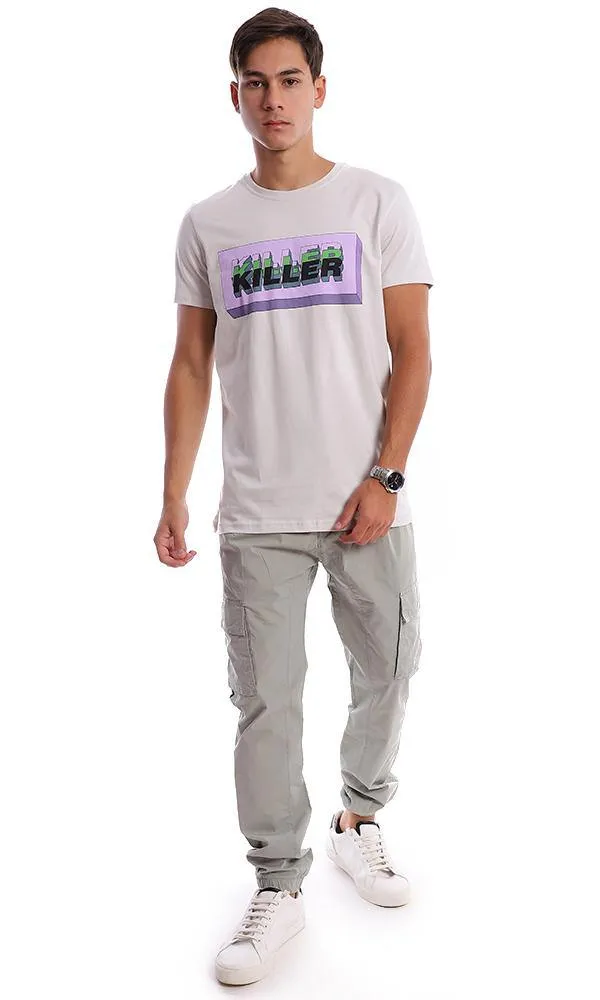 95758 "Killer" Short Sleeves Off-White Slip On Tee