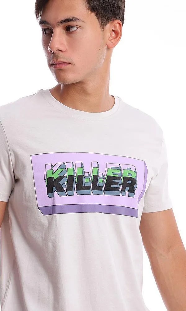 95758 "Killer" Short Sleeves Off-White Slip On Tee