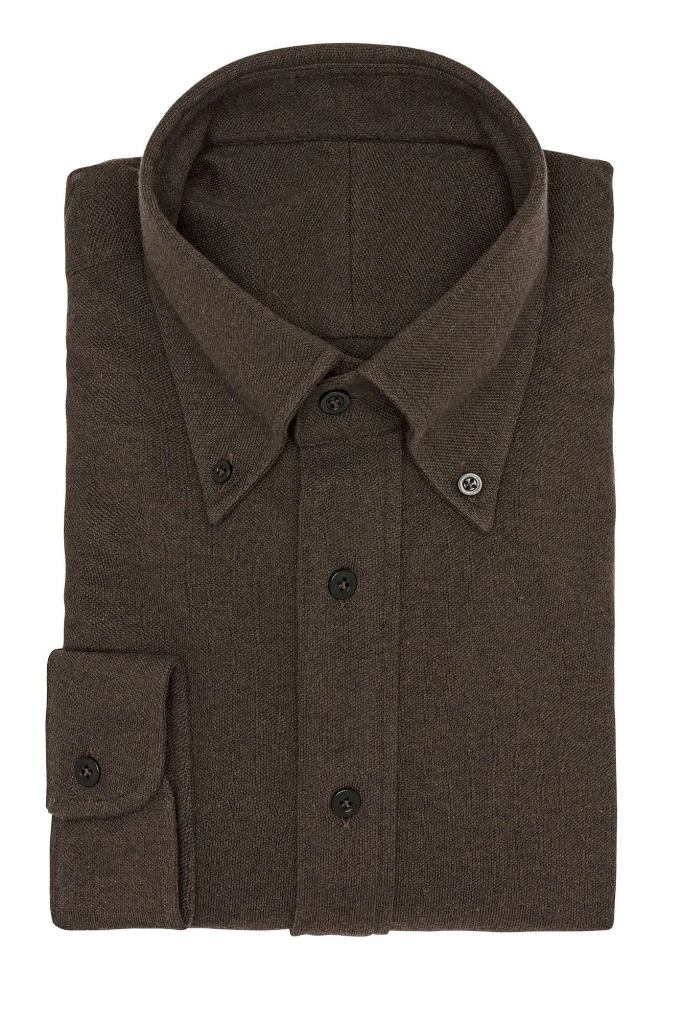 Albini Knit Dark Brown Melange Piqué Doppio Cotton