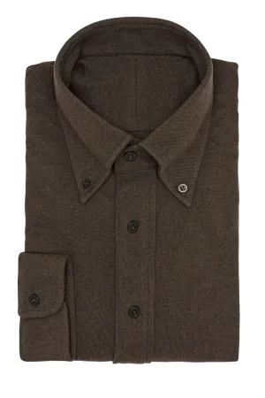 Albini Knit Dark Brown Melange Piqué Doppio Cotton