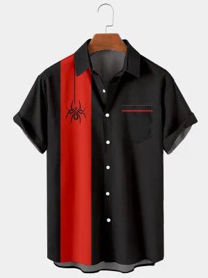 Ashore Shop Men's Striped Shirts Hawaiian Style Spider 3D Printing Summer Cool Fashion Single Breasted Shirts Oversized Casual