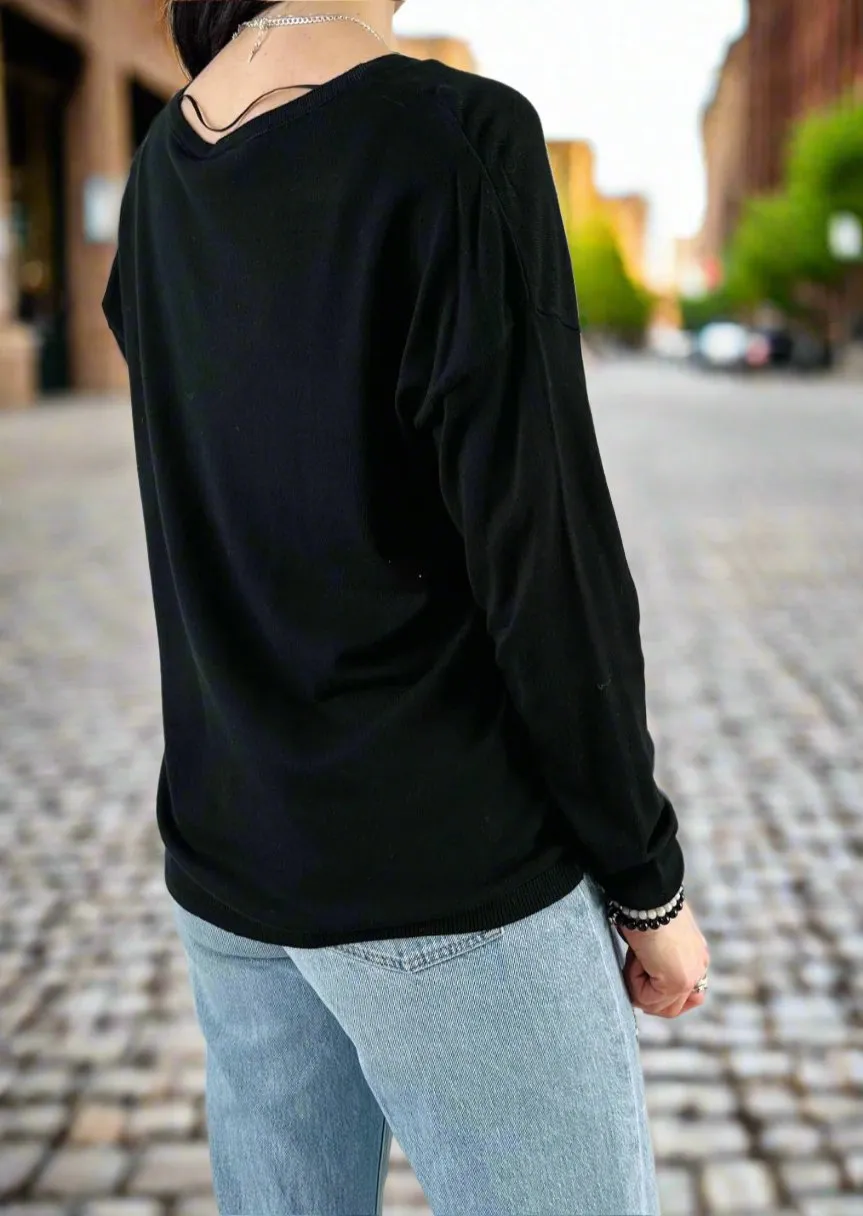 BACK TO BASICS KNITTED BLACK SWEATER