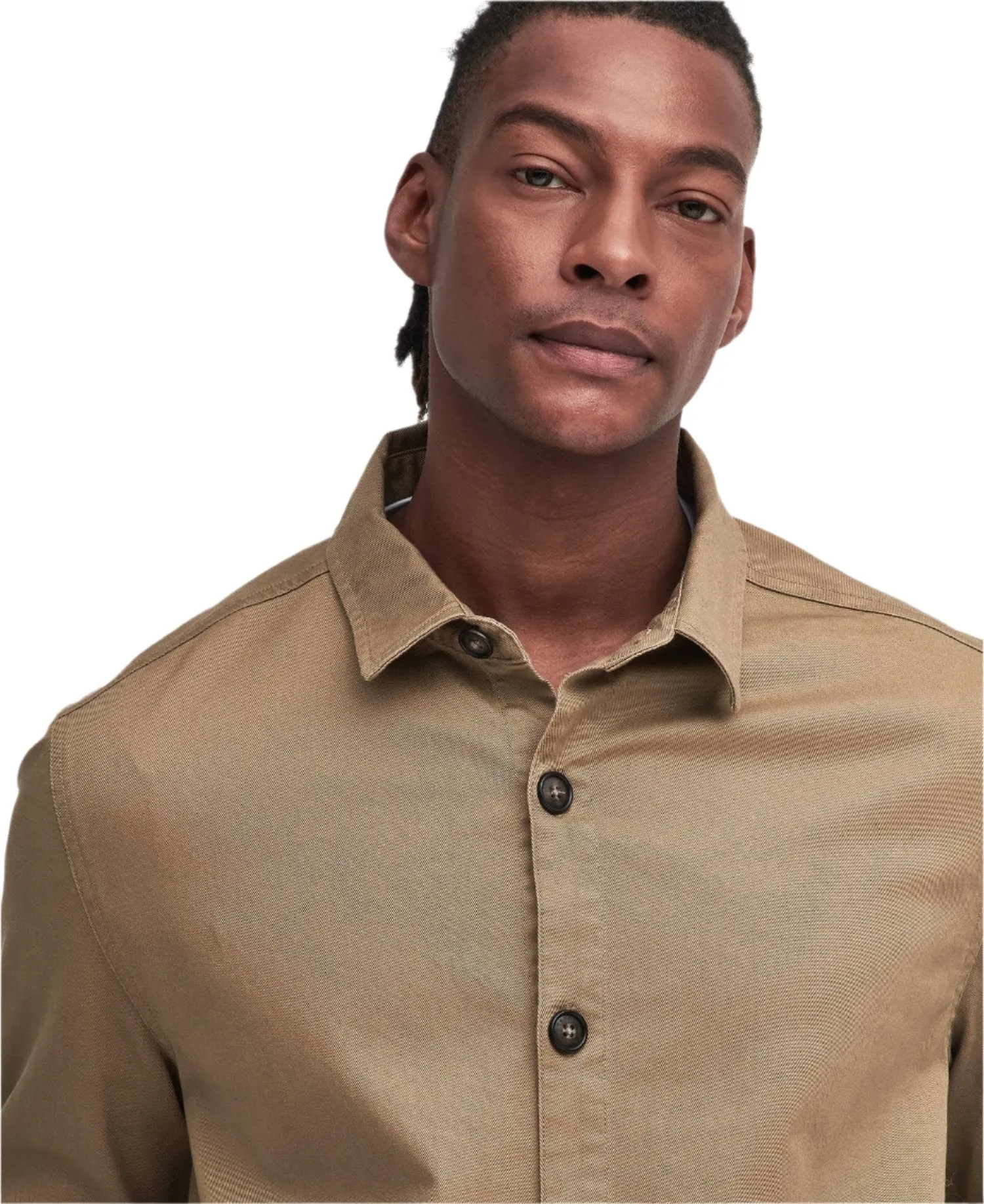 Barbour Mens Overshirt Ruxton Tailored Stretch Twill Stone