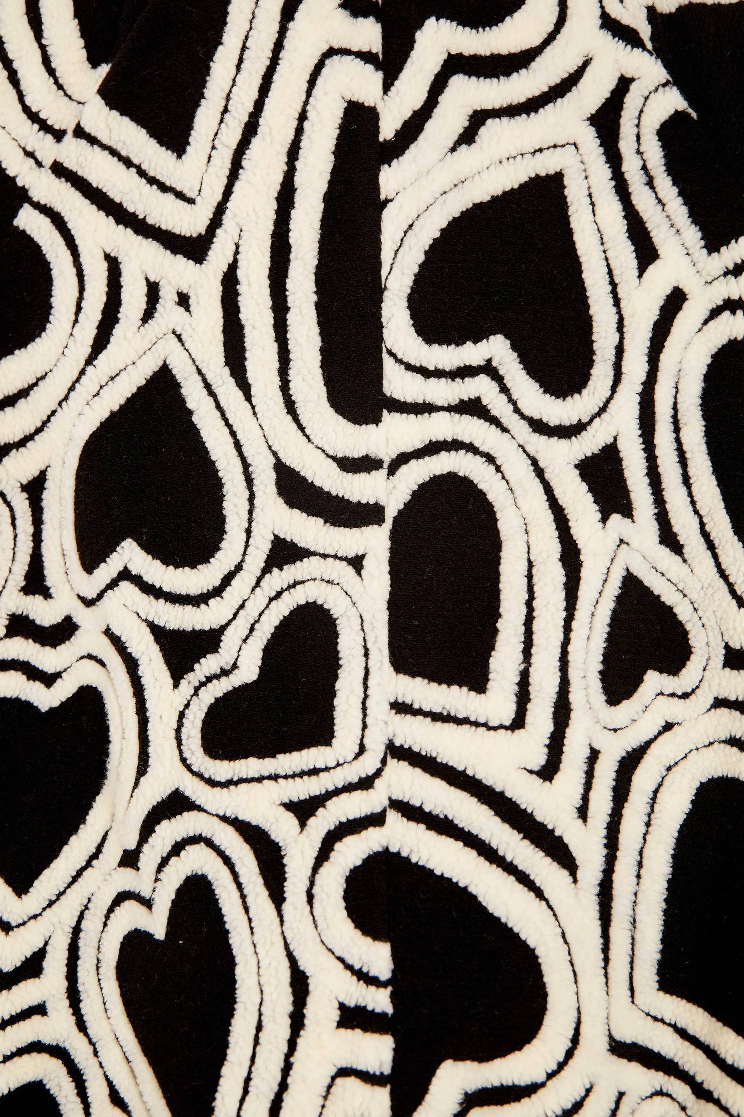 Black And White Wild Hearts Fleece Coat