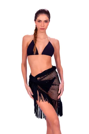 Black Fish Net Flapper Sarong