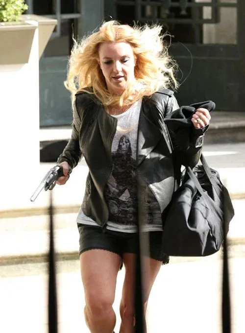 BLACK LEATHER JACKET WORN BY BRITNEY SPEARS