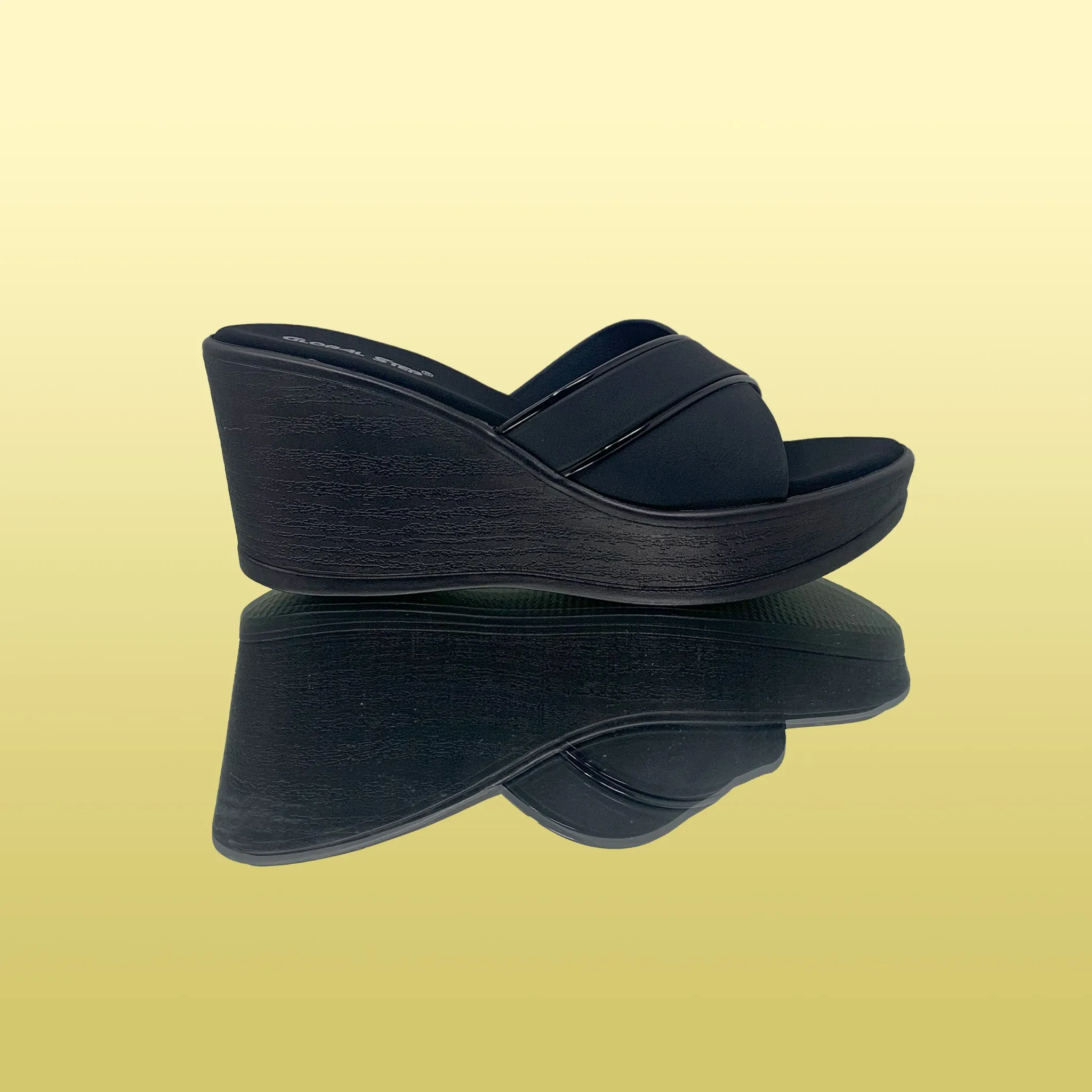 Black Mule Wedge Sandals