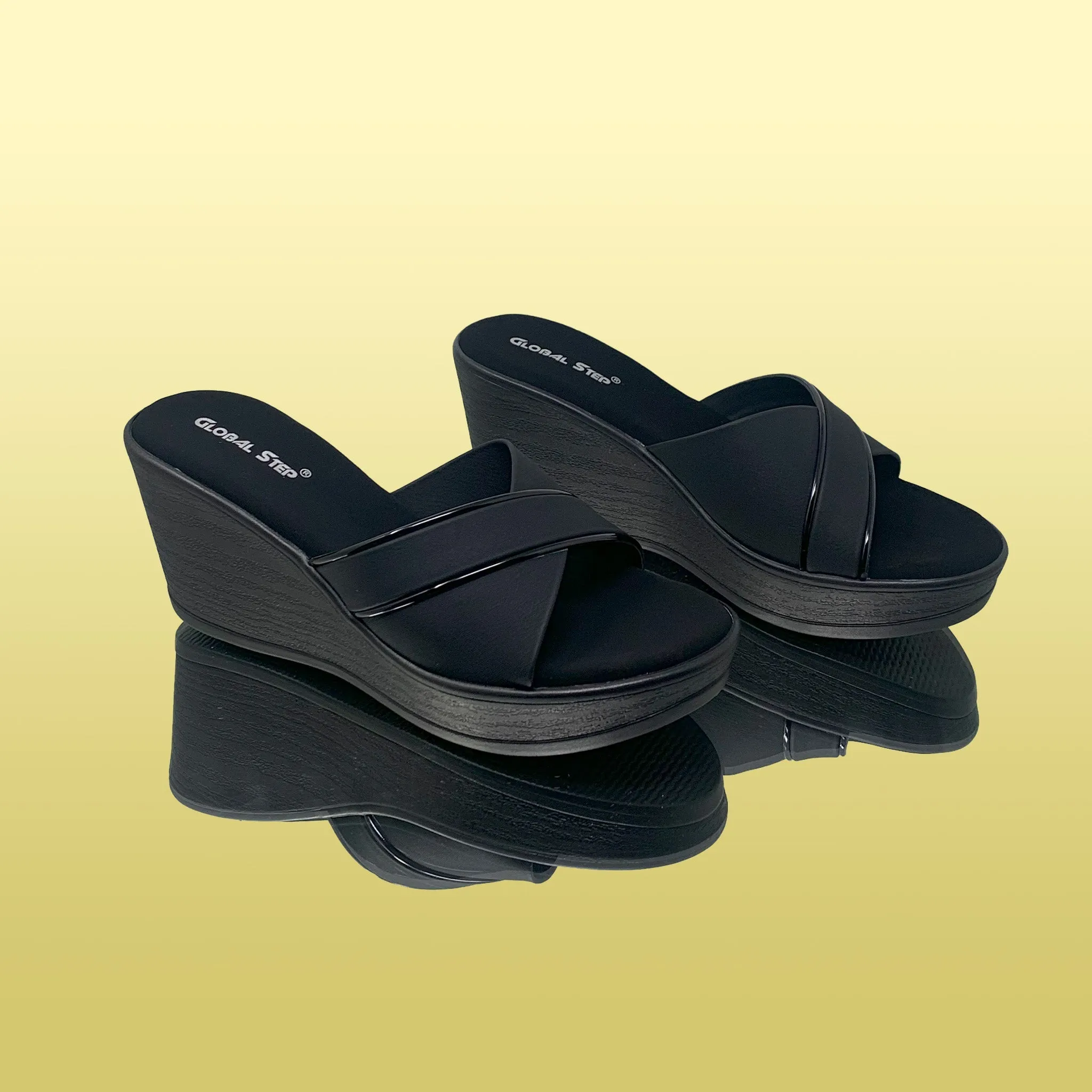Black Mule Wedge Sandals