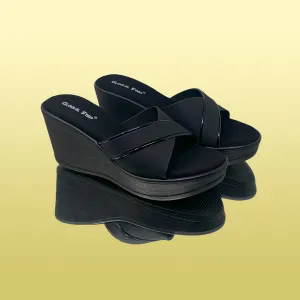 Black Mule Wedge Sandals