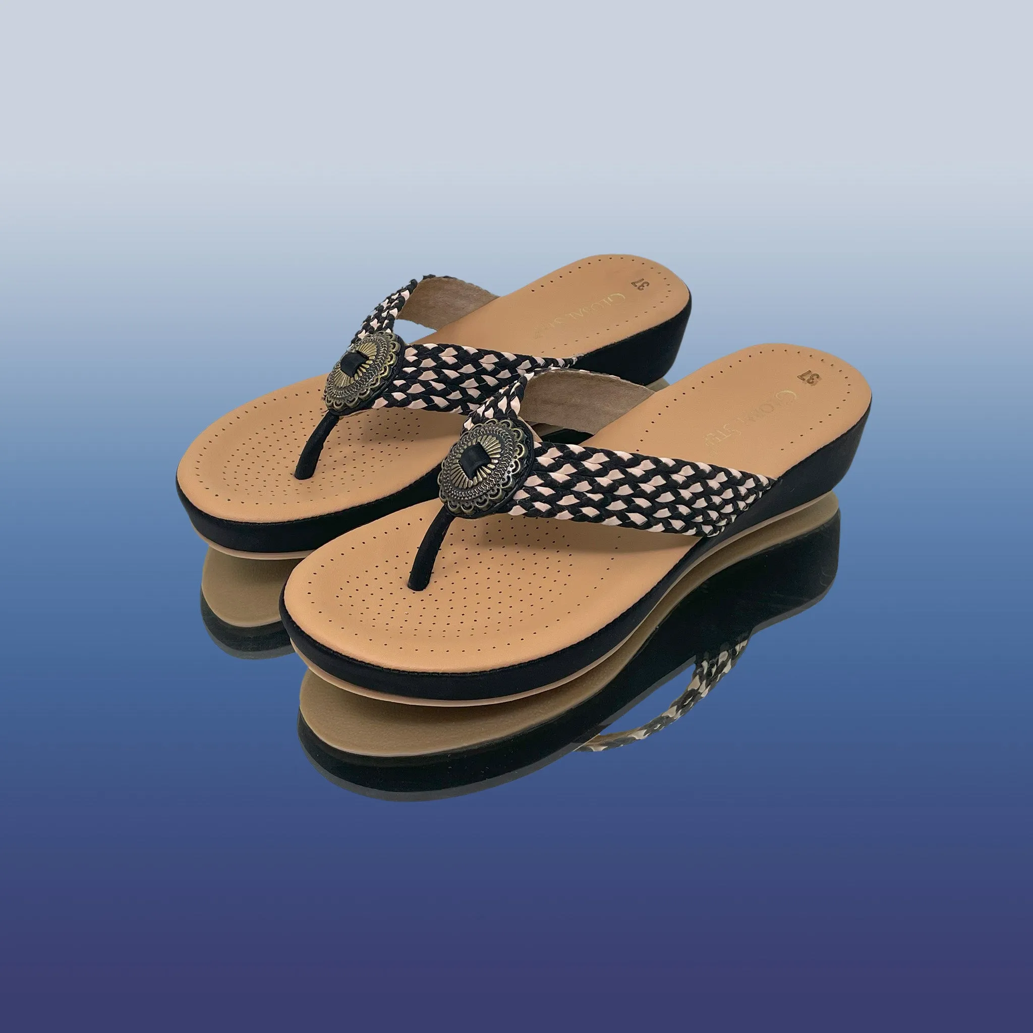 Black woven cord platforms