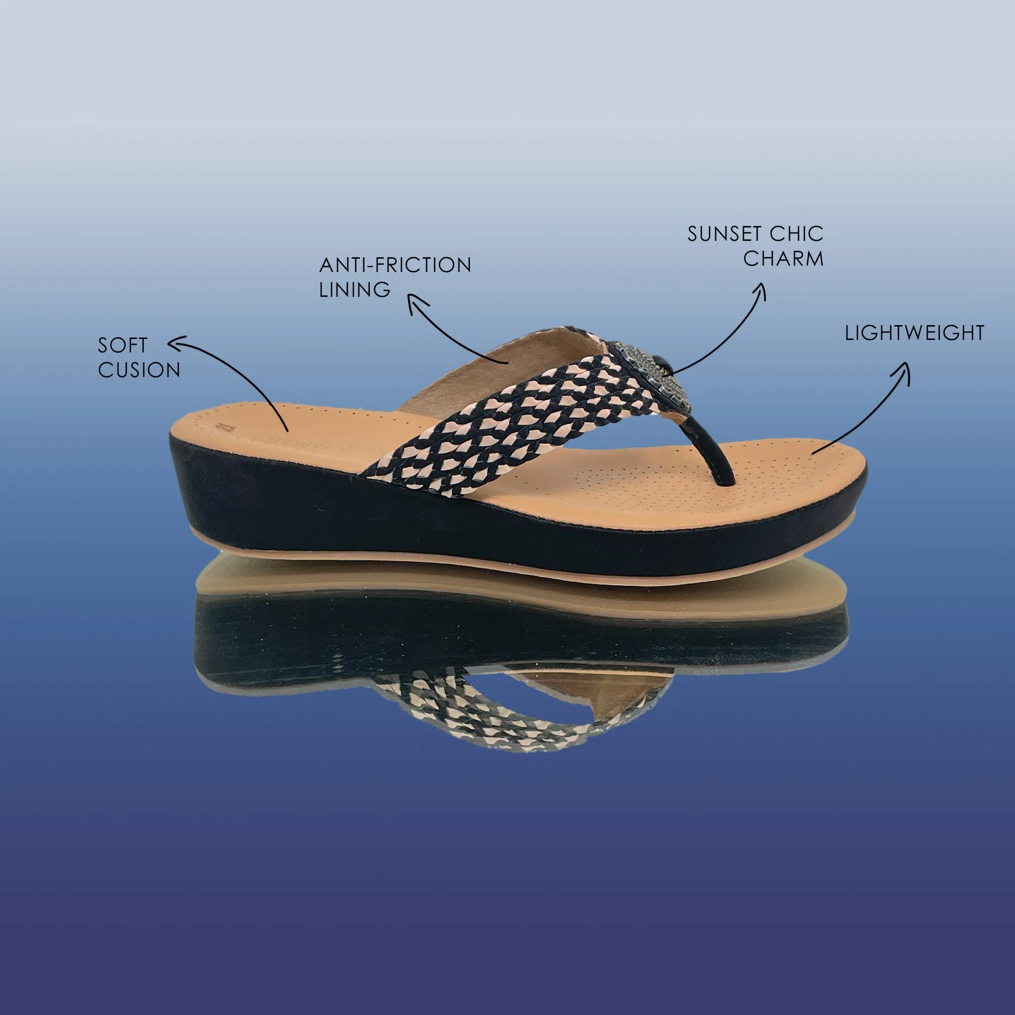 Black woven cord platforms