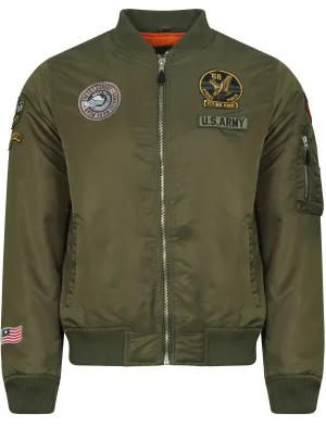 Cadence Bomber Jacket With Patches In Amazon Khaki - Tokyo Laundry