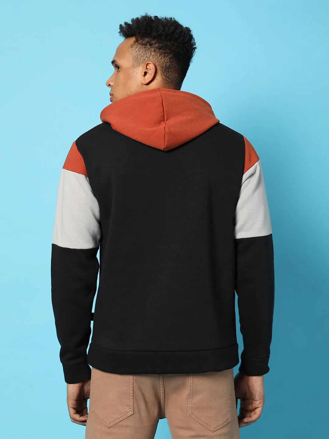 Colourblocked Hoodie With Kangaroo Pocket