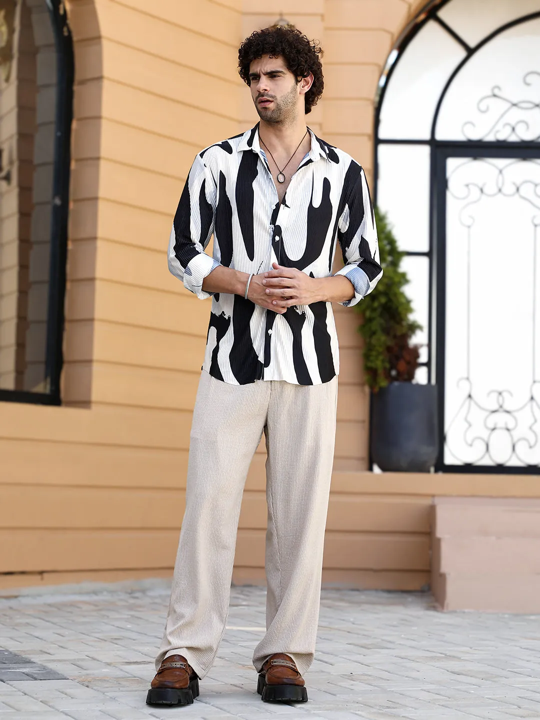 Contour-Lines Pleated Shirt