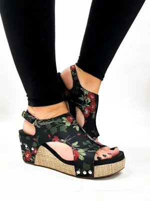 Corky's Black Red Floral Carley Sandals FINAL SALE