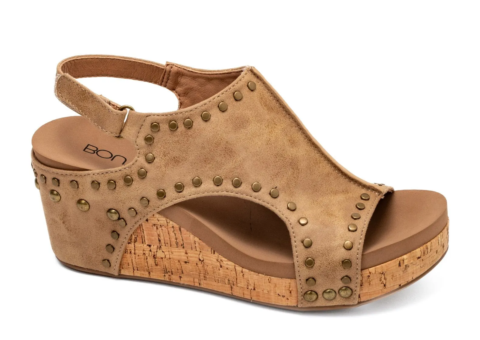 Corky's Footwear Carley Wedge Sandal - Taupe Oil with Studs