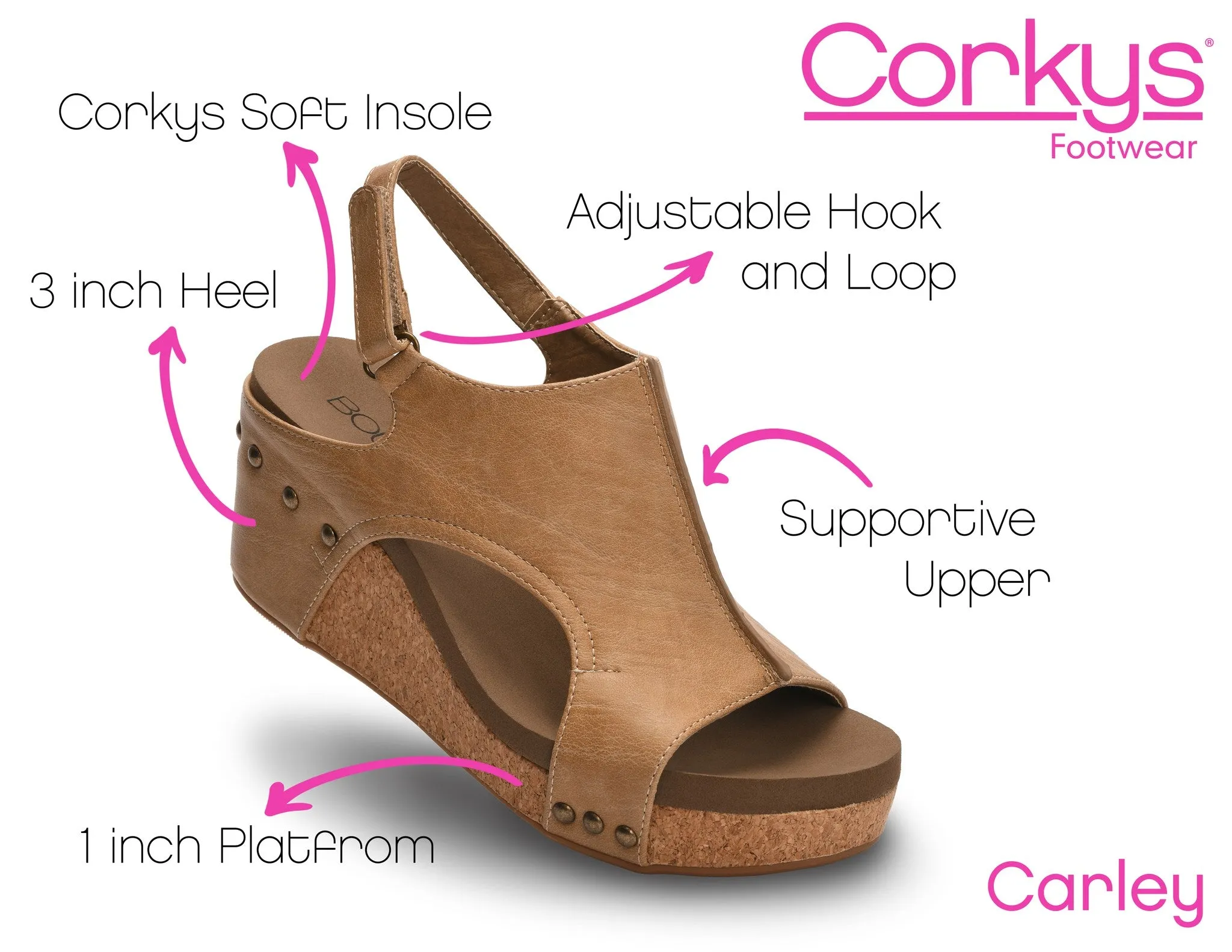 Corky's Footwear Carley Wedge Sandal - Taupe Oil with Studs