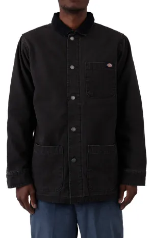 Dickies Stonewashed Duck Lined Chore Coat Men’s Cotton Black Tcr04Sbk