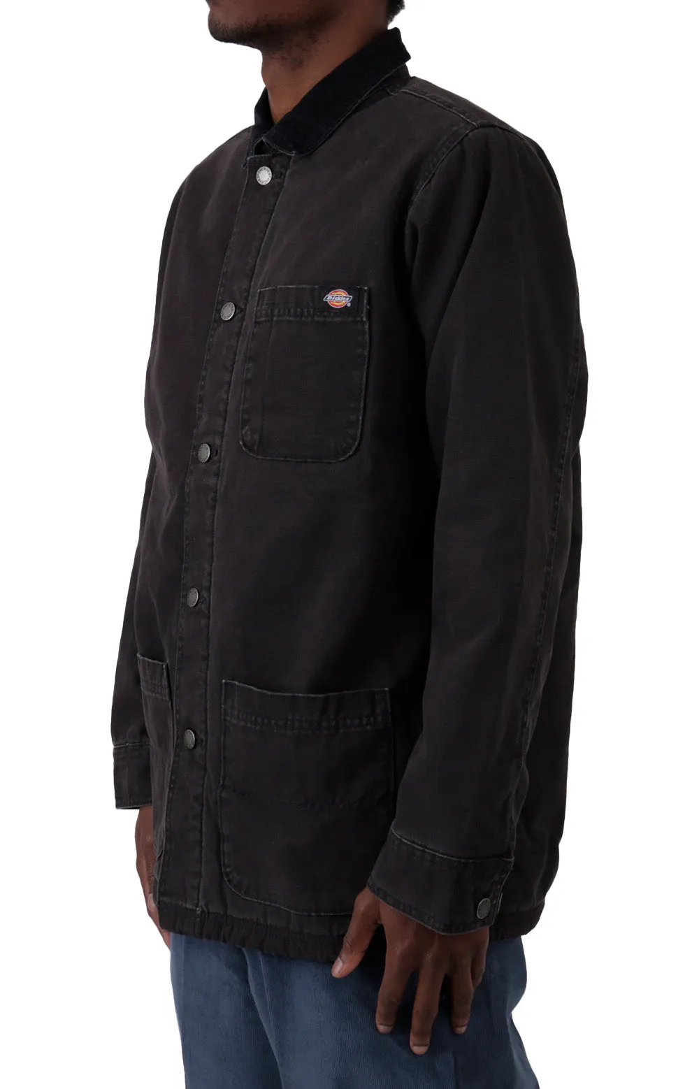 Dickies Stonewashed Duck Lined Chore Coat Men’s Cotton Black Tcr04Sbk