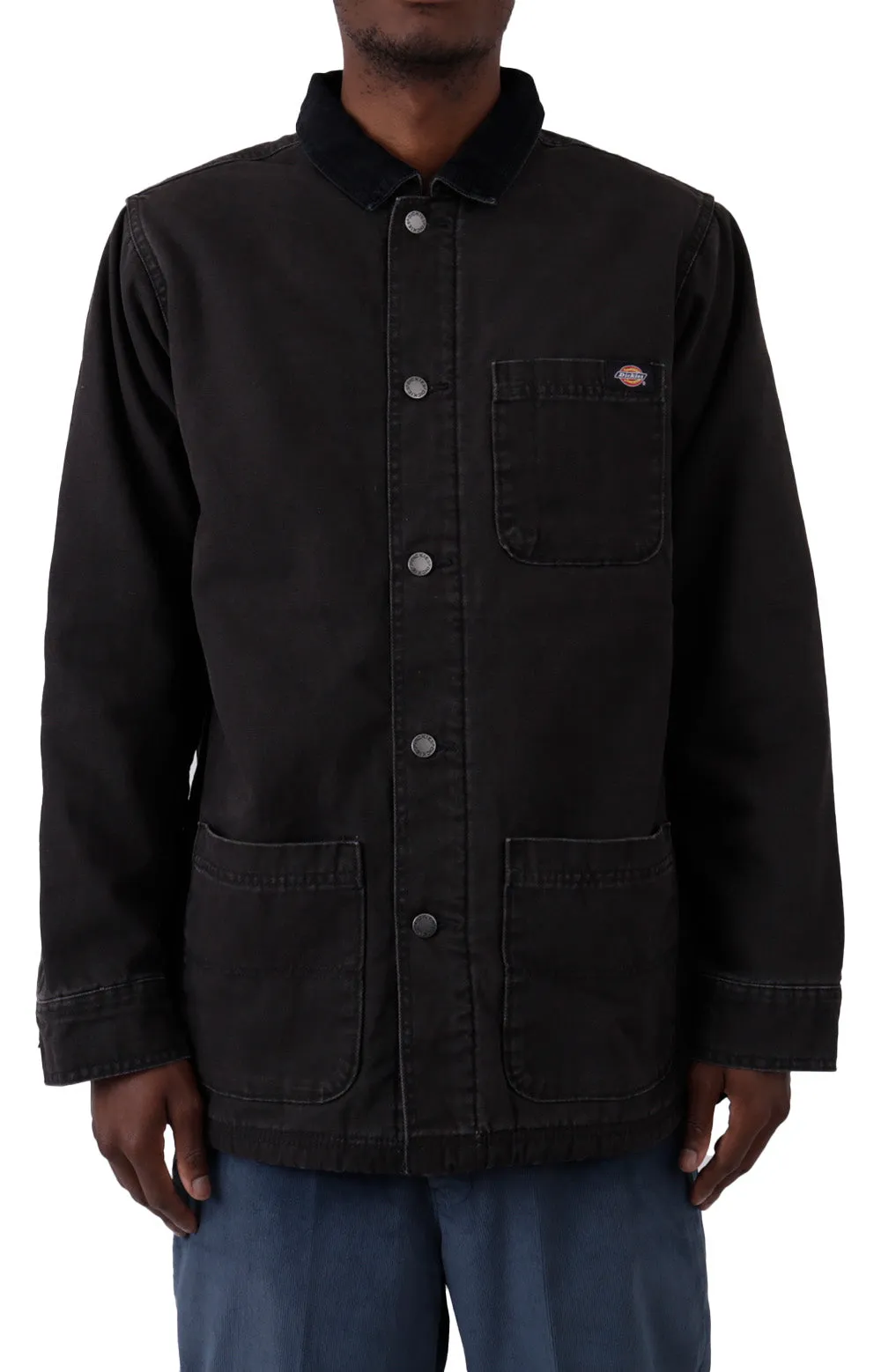 Dickies Stonewashed Duck Lined Chore Coat Men’s Cotton Black Tcr04Sbk