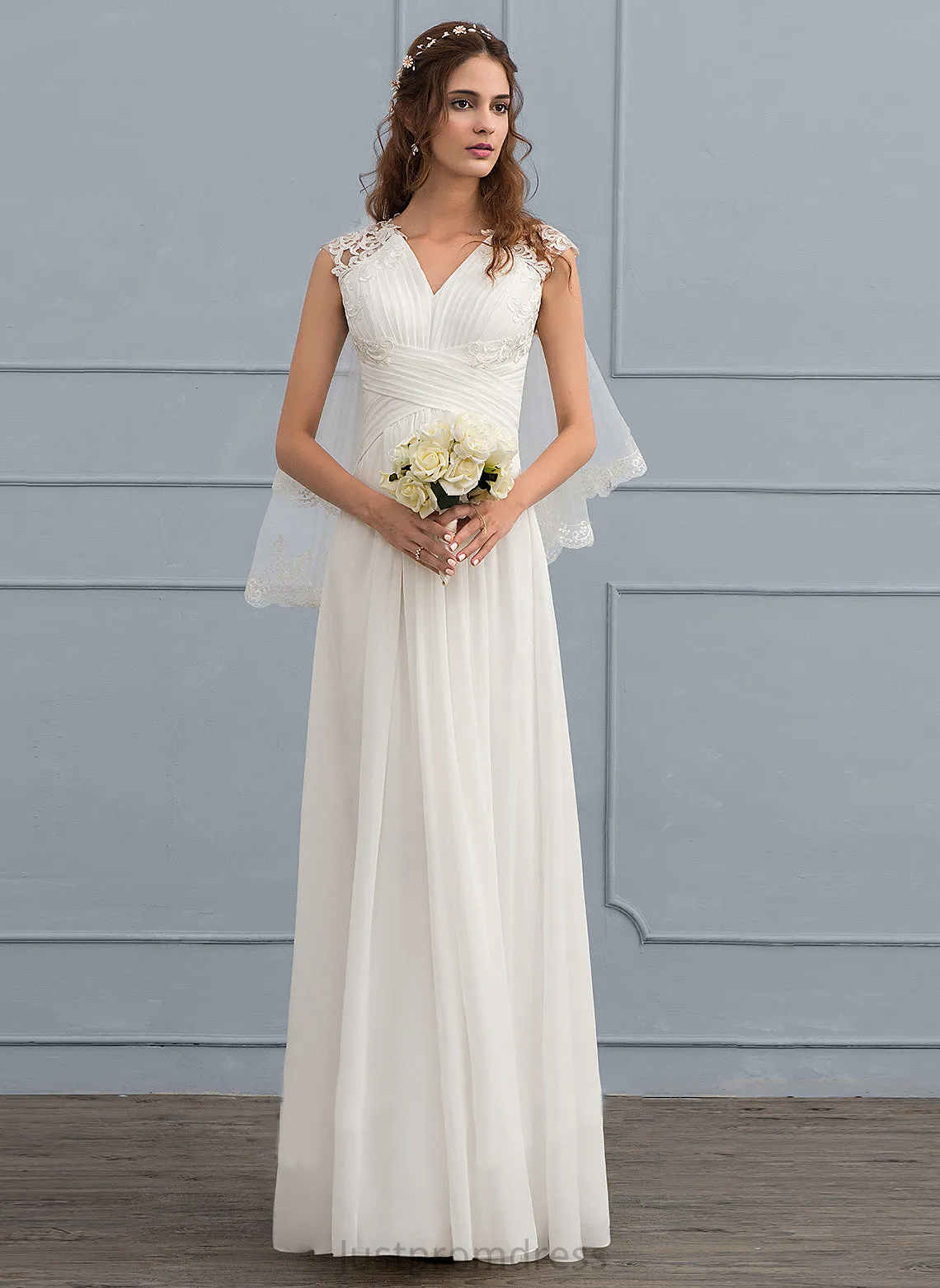 Dress Floor-Length Lace Ruffle Wedding Chiffon Wedding Dresses A-Line Sweetheart With Kallie