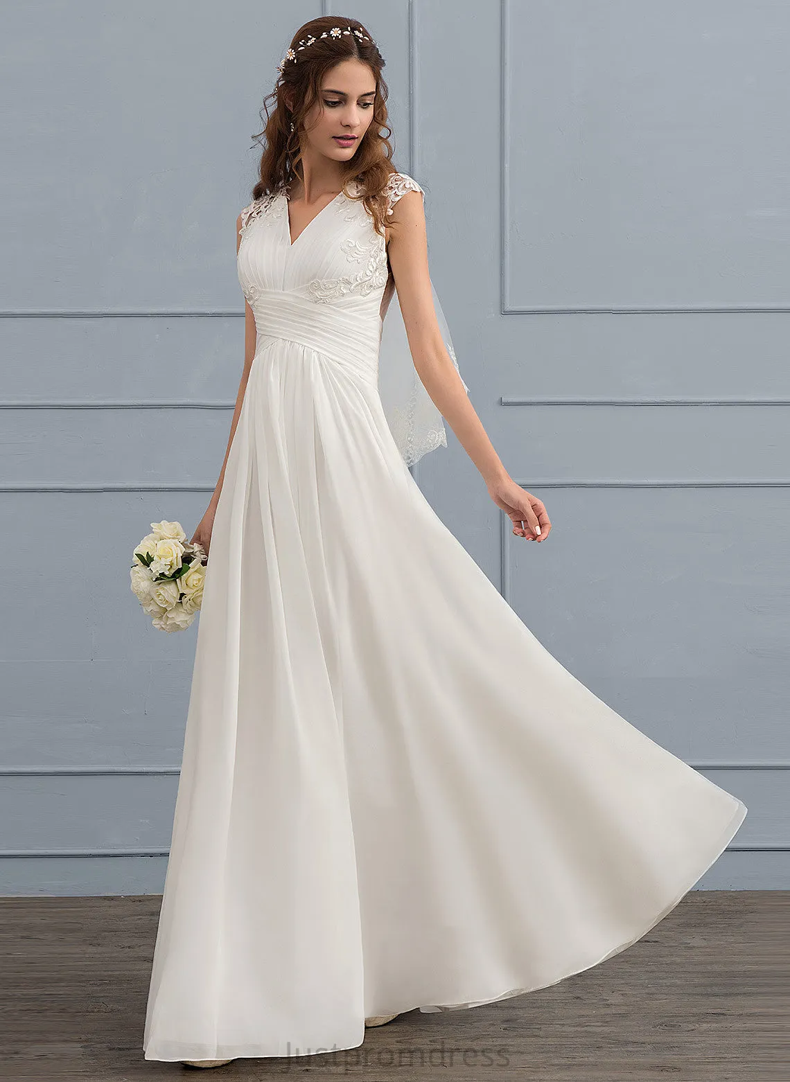 Dress Floor-Length Lace Ruffle Wedding Chiffon Wedding Dresses A-Line Sweetheart With Kallie