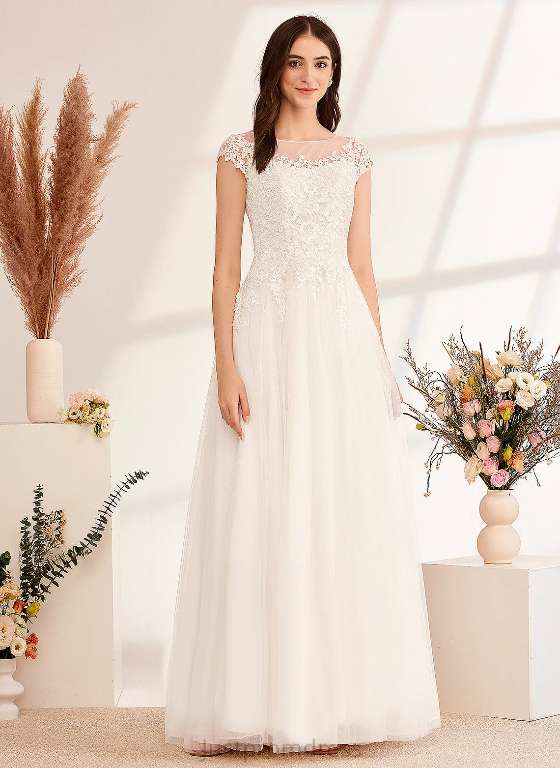 Dress Illusion Lace Tulle Pru Wedding Dresses Ball-Gown/Princess Floor-Length Wedding