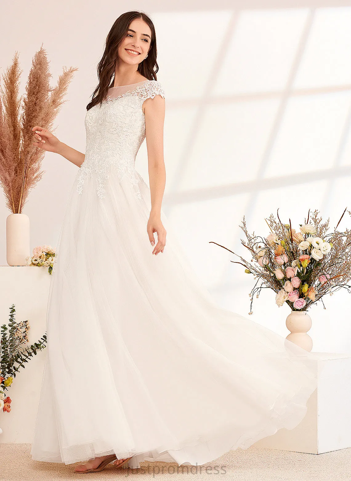Dress Illusion Lace Tulle Pru Wedding Dresses Ball-Gown/Princess Floor-Length Wedding