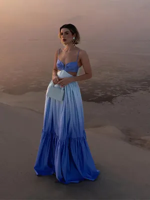 Elegant Hollow Gradient Long Dress - Sabrina
