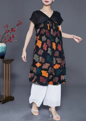 Elegant Multi PetalPrint Chiffon Long Dresses Summer LY5534