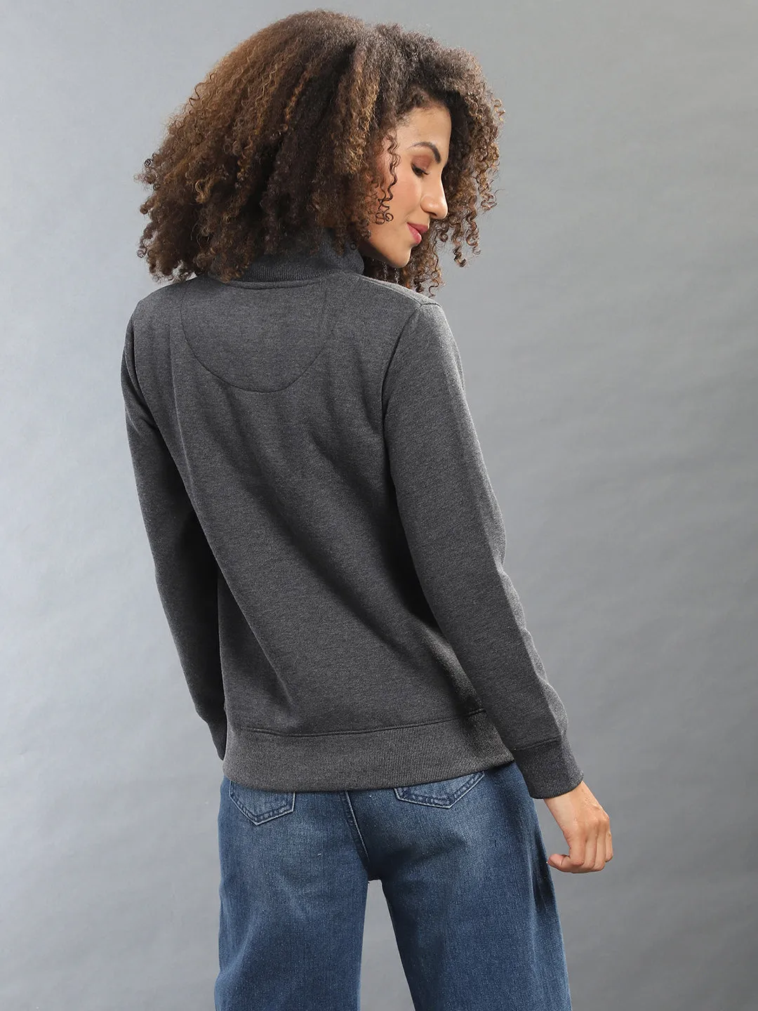 Embroidered Roses Sweatshirt With Zip Closure