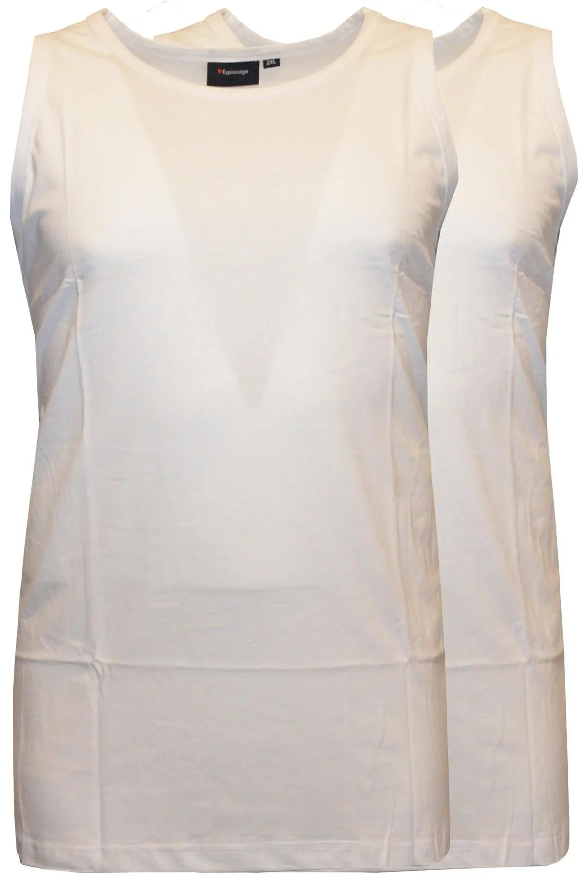 Espionage Men's Premium Cotton Long Length Twin Pack Vest (T017) 2XL-8XL