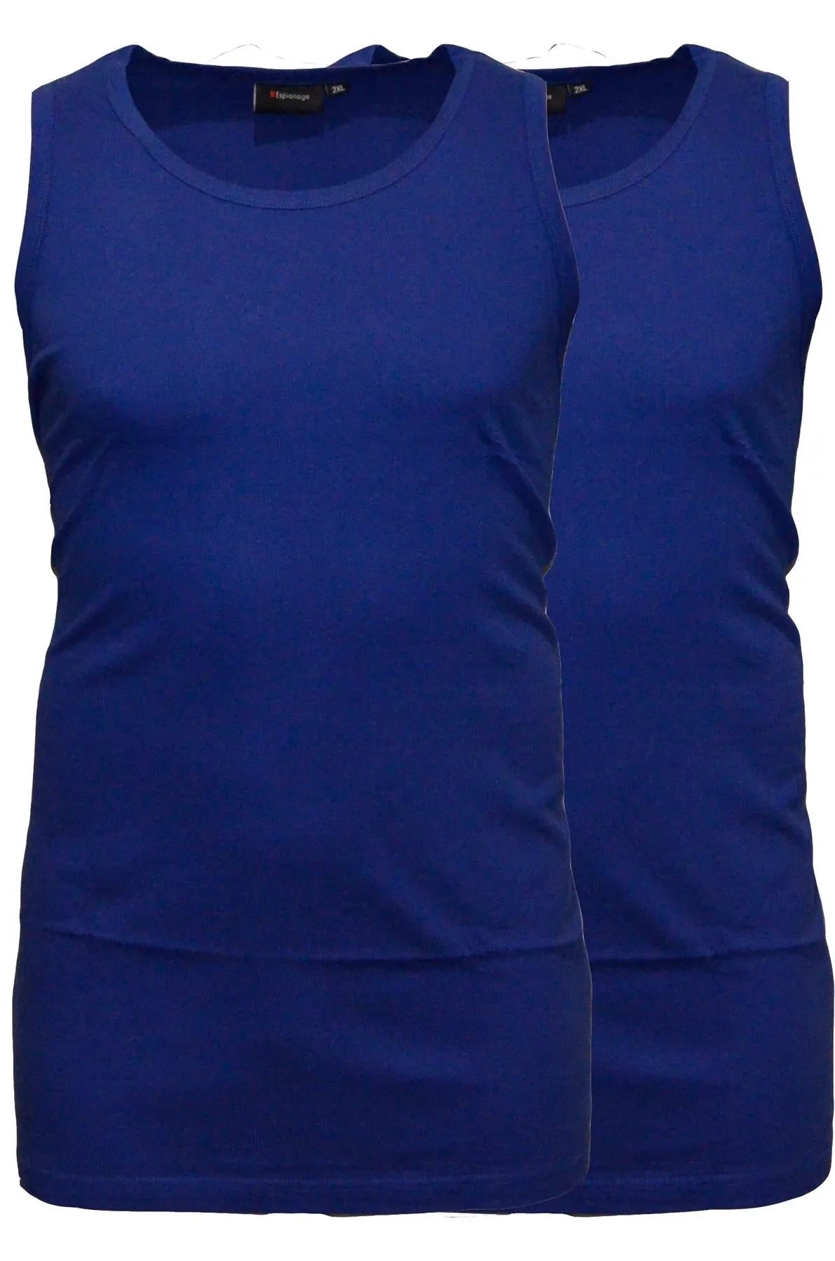 Espionage Men's Premium Cotton Long Length Twin Pack Vest (T017) 2XL-8XL
