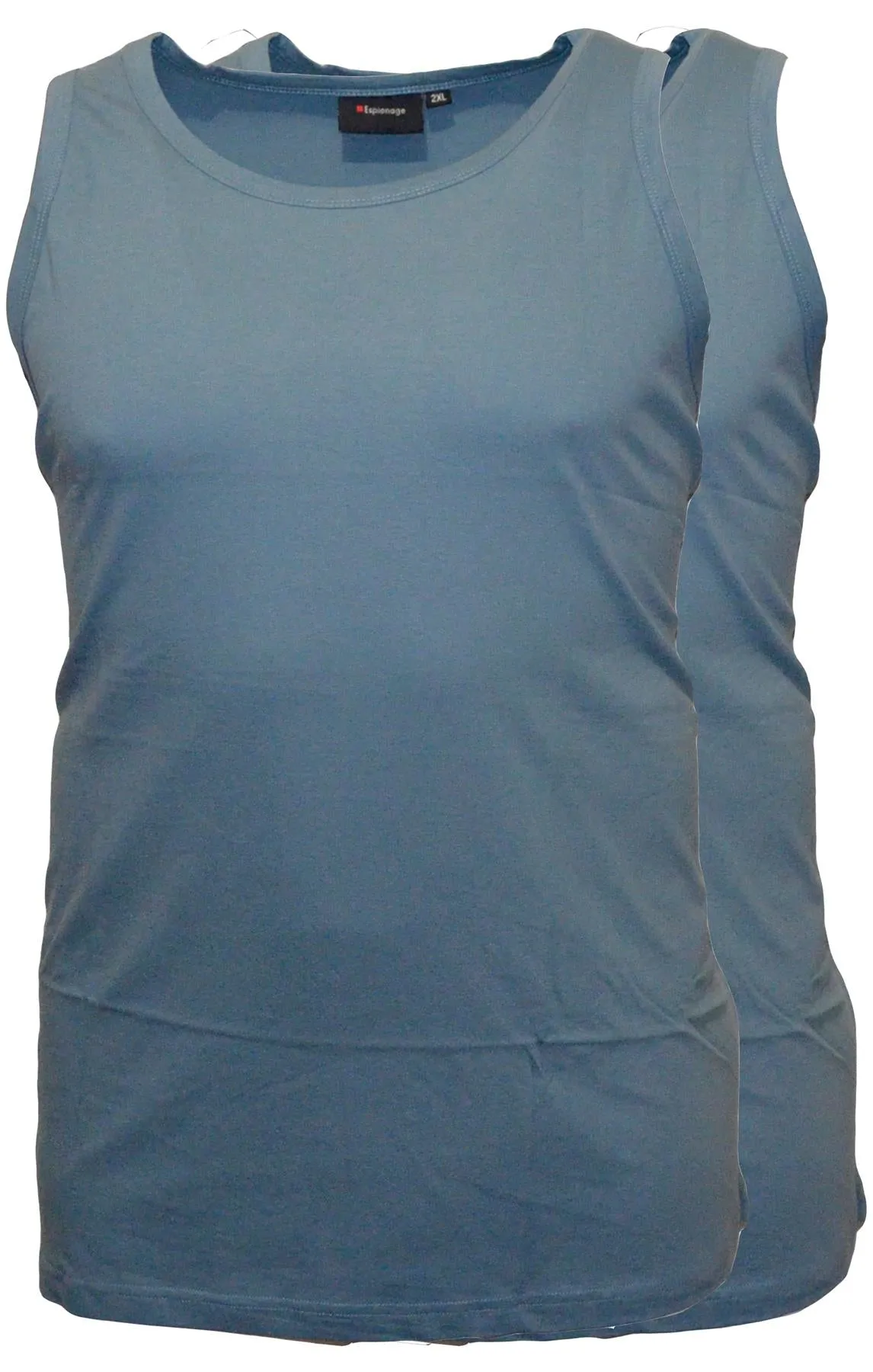 Espionage Men's Premium Cotton Long Length Twin Pack Vest (T017) 2XL-8XL