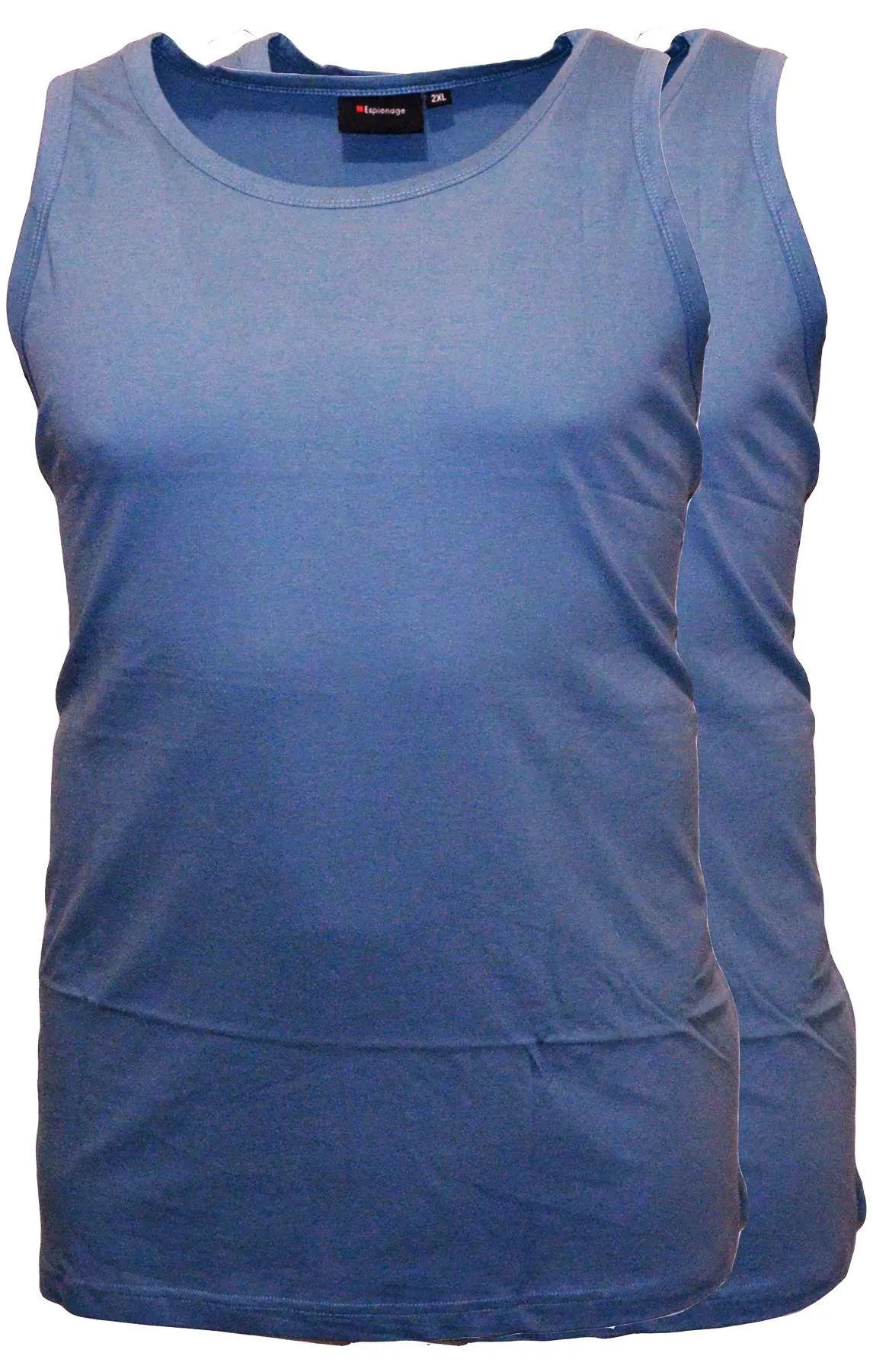 Espionage Men's Premium Cotton Long Length Twin Pack Vest (T017) 2XL-8XL