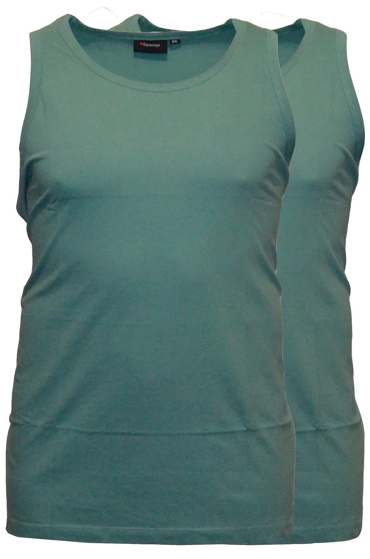 Espionage Men's Premium Cotton Long Length Twin Pack Vest (T017) 2XL-8XL