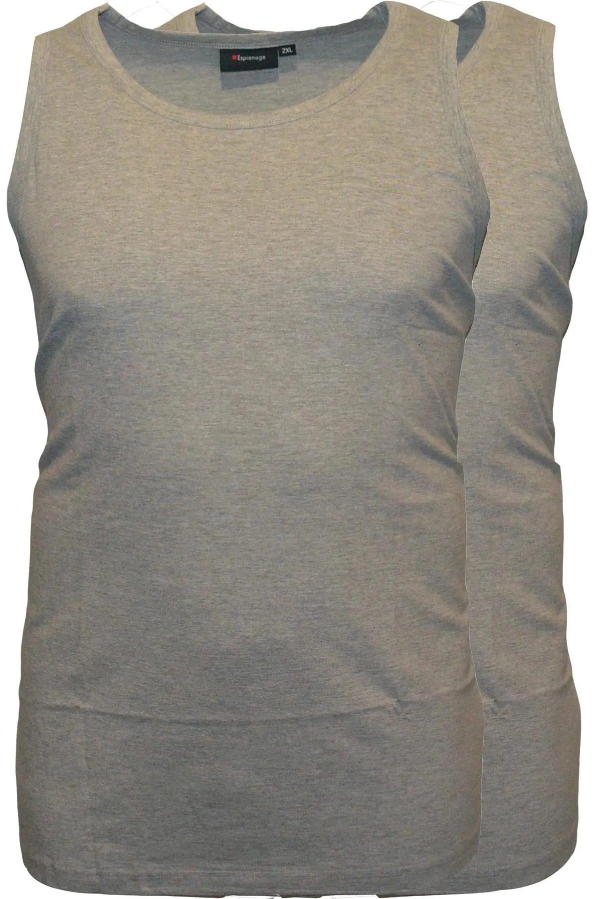 Espionage Men's Premium Cotton Long Length Twin Pack Vest (T017) 2XL-8XL