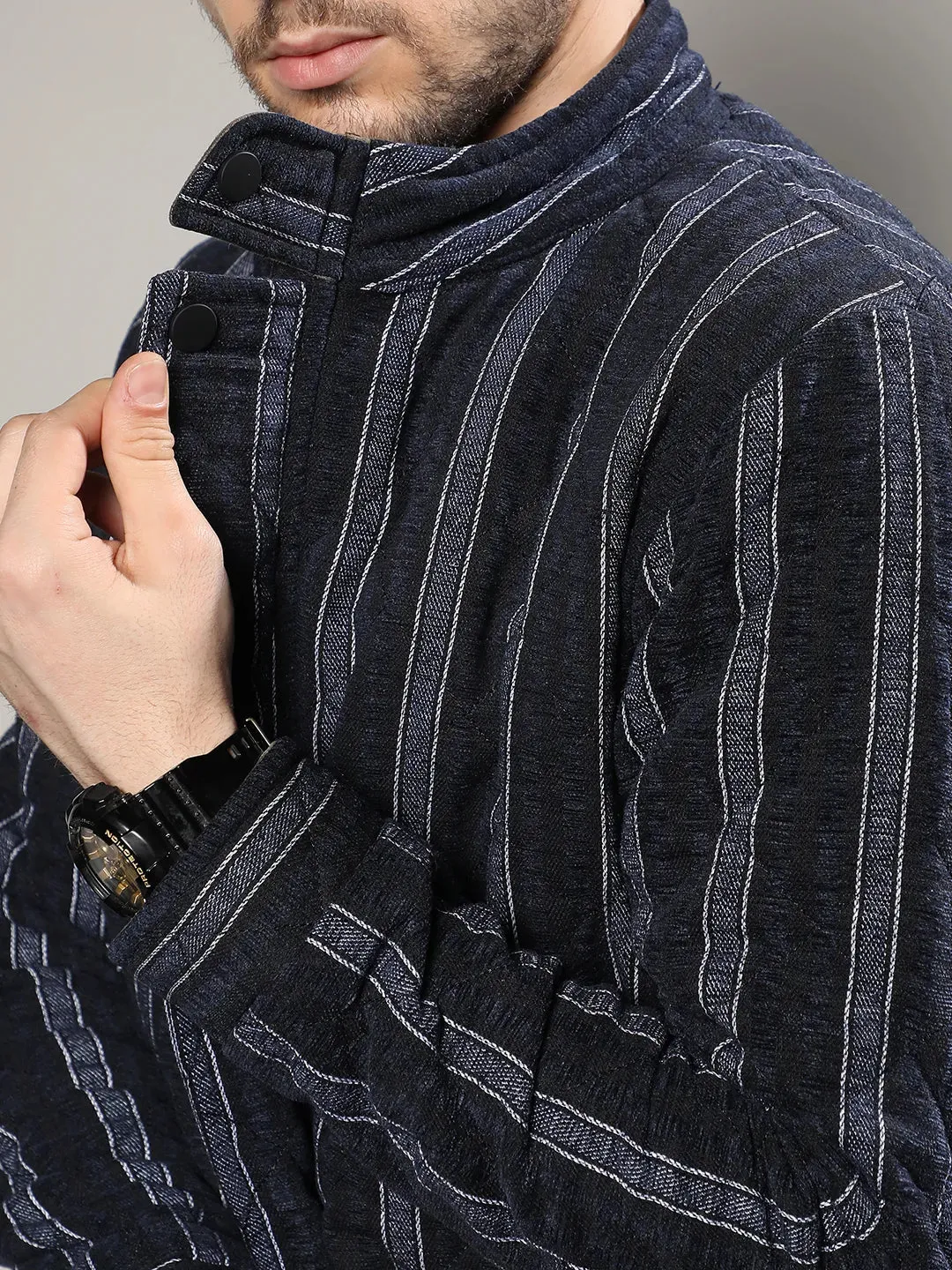 Fleece Block Denim Jacket