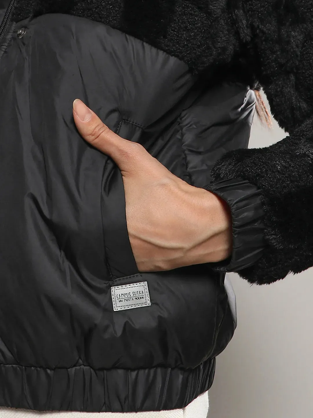 Fleece Self-Design Buffalo Check Jacket