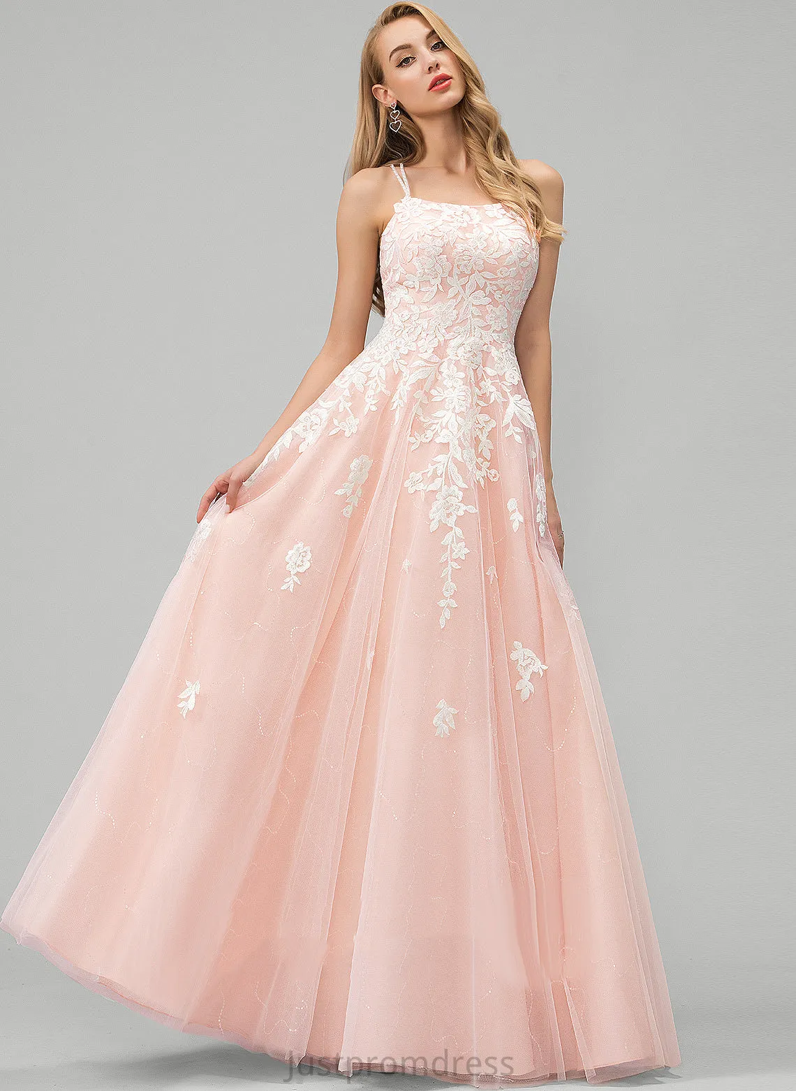 Floor-Length Ball-Gown/Princess Tulle Sequins Ryan With Square Prom Dresses