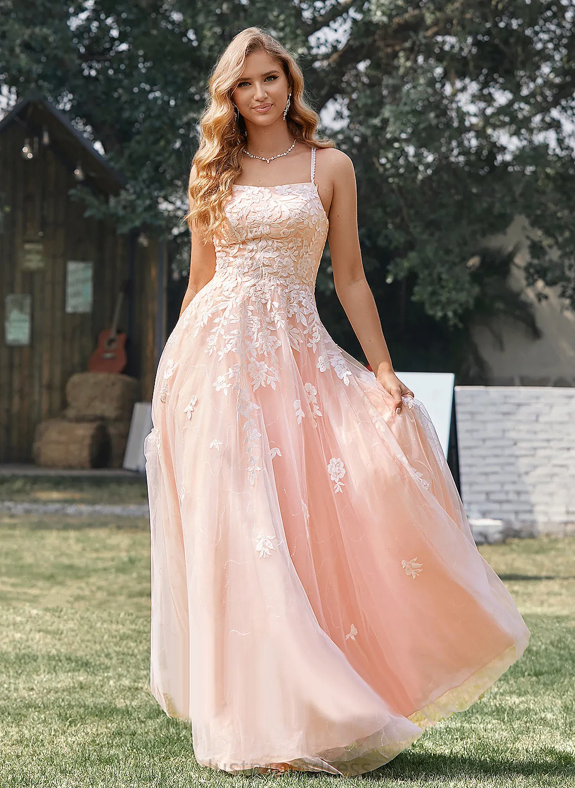 Floor-Length Ball-Gown/Princess Tulle Sequins Ryan With Square Prom Dresses