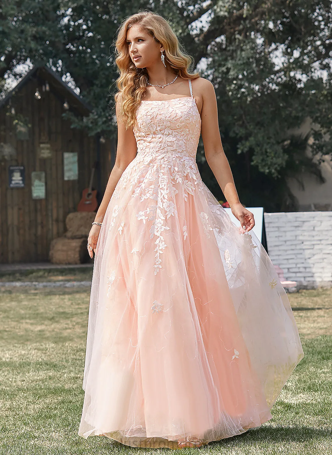 Floor-Length Ball-Gown/Princess Tulle Sequins Ryan With Square Prom Dresses
