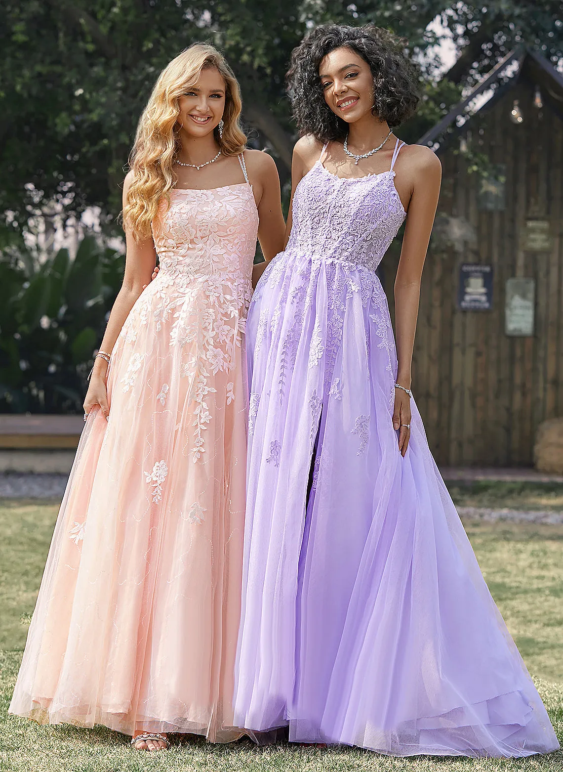Floor-Length Ball-Gown/Princess Tulle Sequins Ryan With Square Prom Dresses