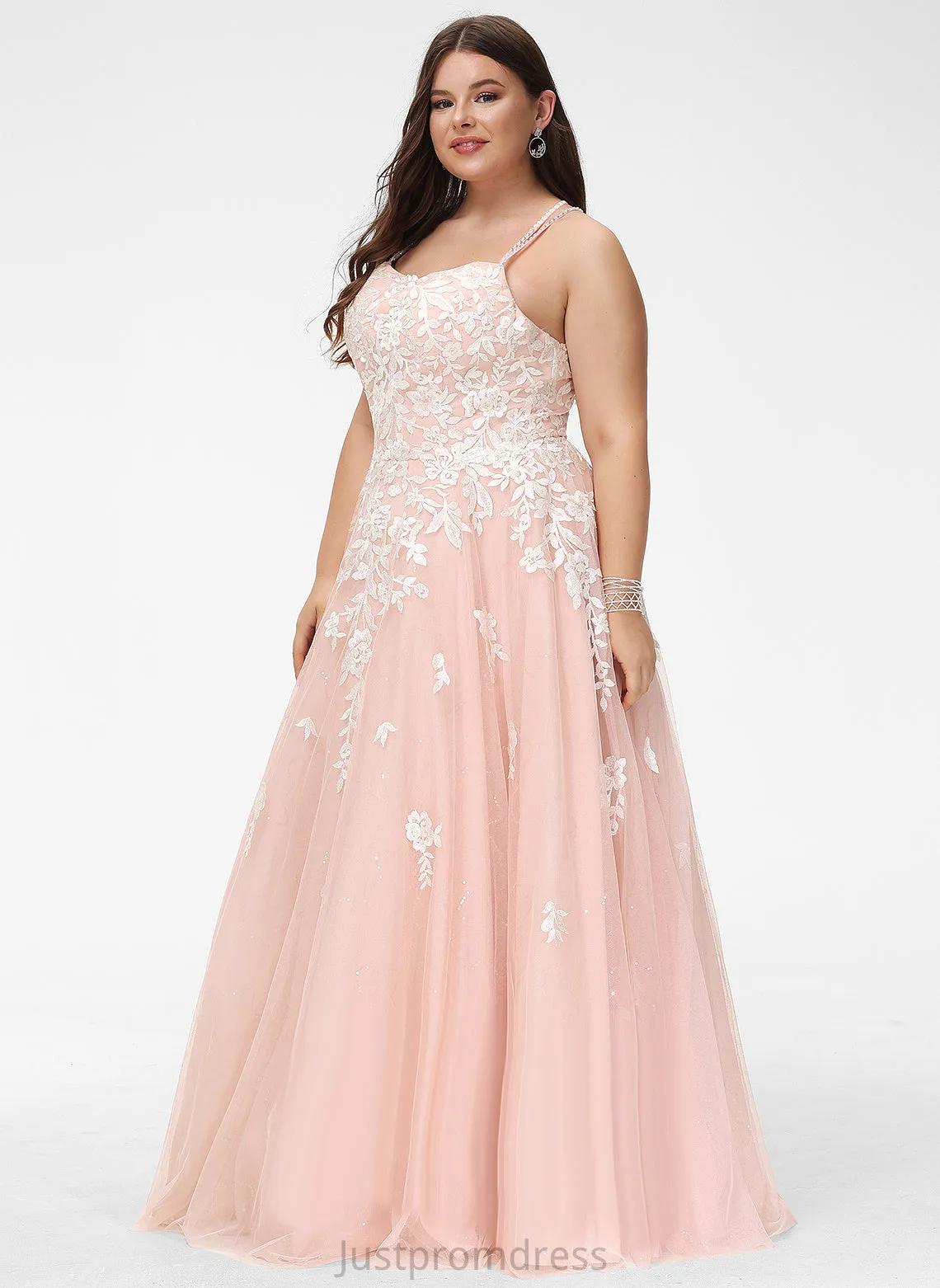 Floor-Length Ball-Gown/Princess Tulle Sequins Ryan With Square Prom Dresses