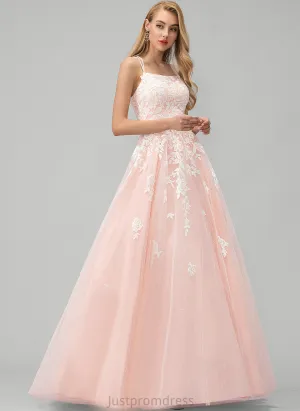 Floor-Length Ball-Gown/Princess Tulle Sequins Ryan With Square Prom Dresses