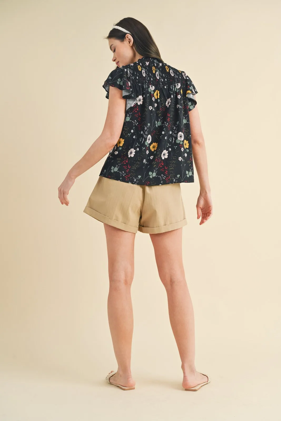 Floral Mock Neck Blouse