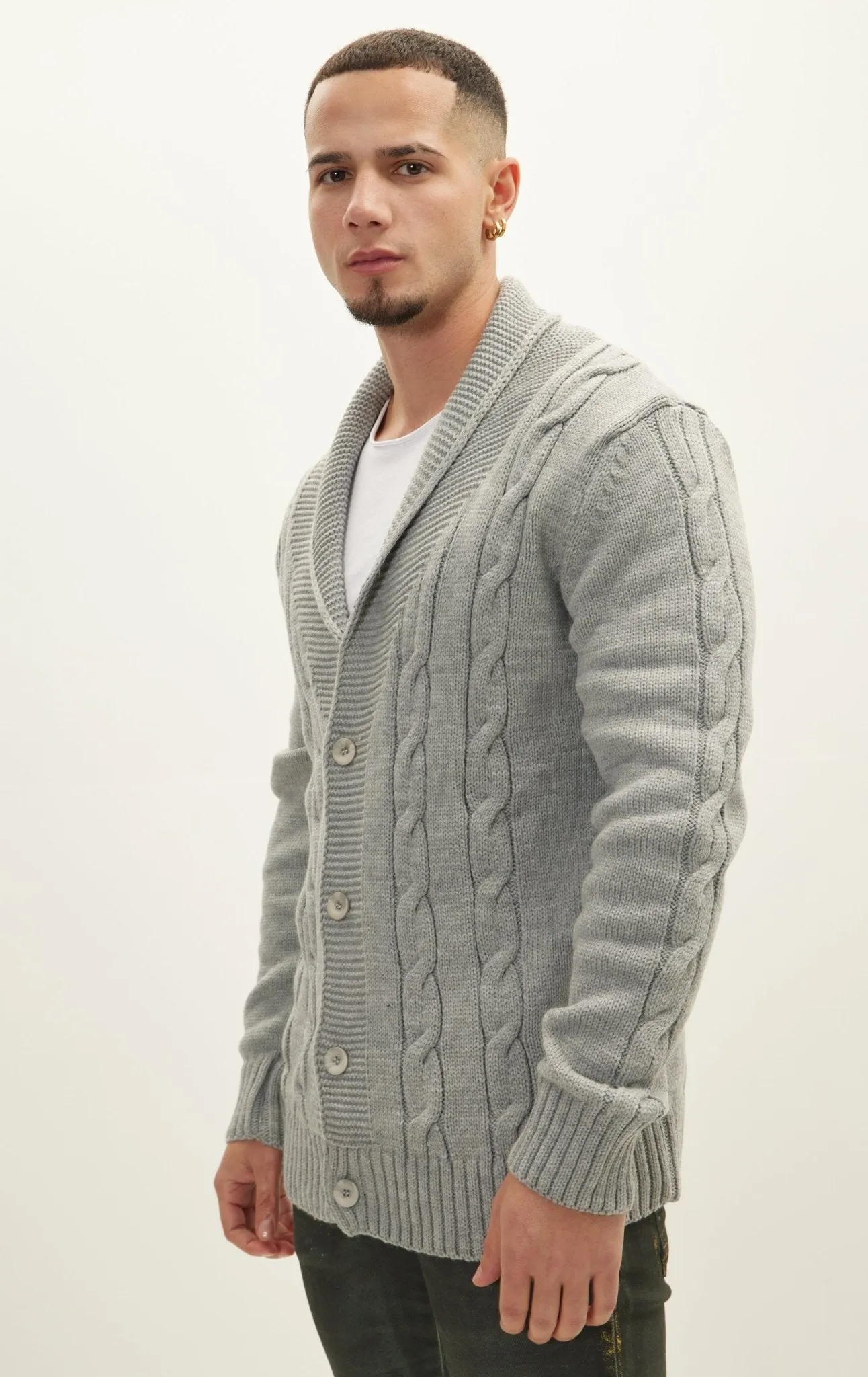 Four Button Down Cardigan - Grey